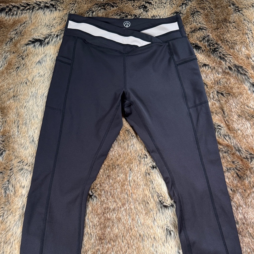 Women's Black Leggings with White Accents
